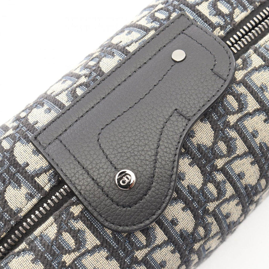 Dior Clutch Rango White Jacquard Navy Canvas Leather Blue Toiletries Case — view 7