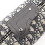 Dior Clutch Rango White Jacquard Navy Canvas Leather Blue Toiletries Case — view 7