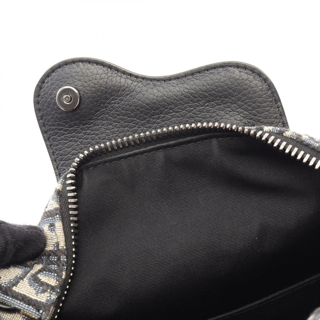 Dior Clutch Rango White Jacquard Navy Canvas Leather Blue Toiletries Case — view 8