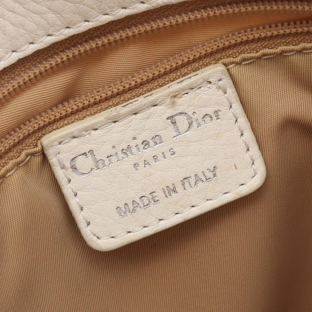 Dior Handbag Strips Tosic Trotter Ivory Canvas Leather Tote — view 4