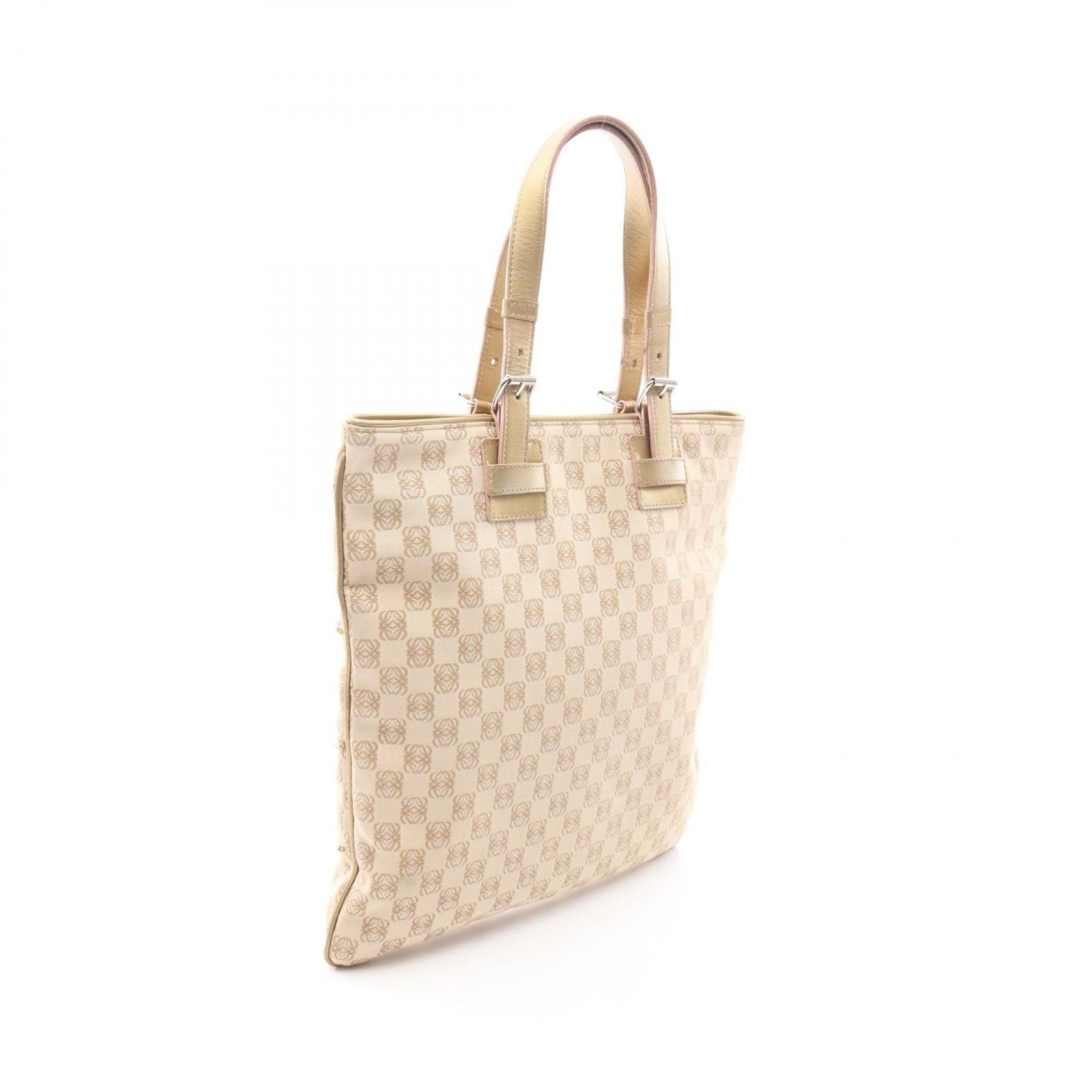 Loewe Handbag Repeat Anagram Beige Canvas Leather Tote — view 2
