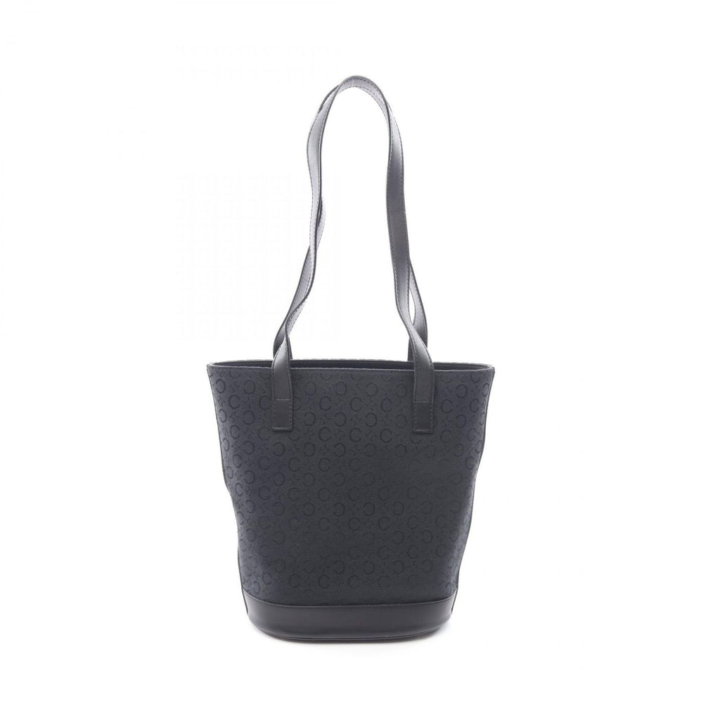 Celine Shoulder Bag Macadam Black Canvas Leather