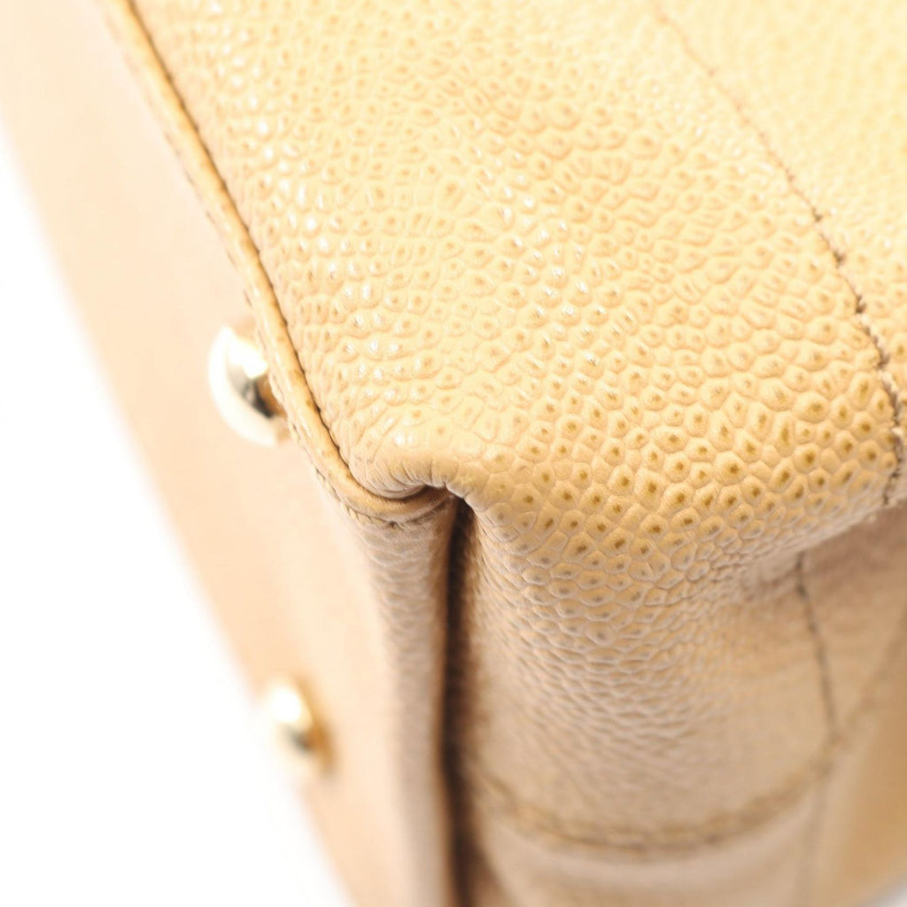 Chanel Tote CC Logo Beige Caviar Leather Handbag — view 8