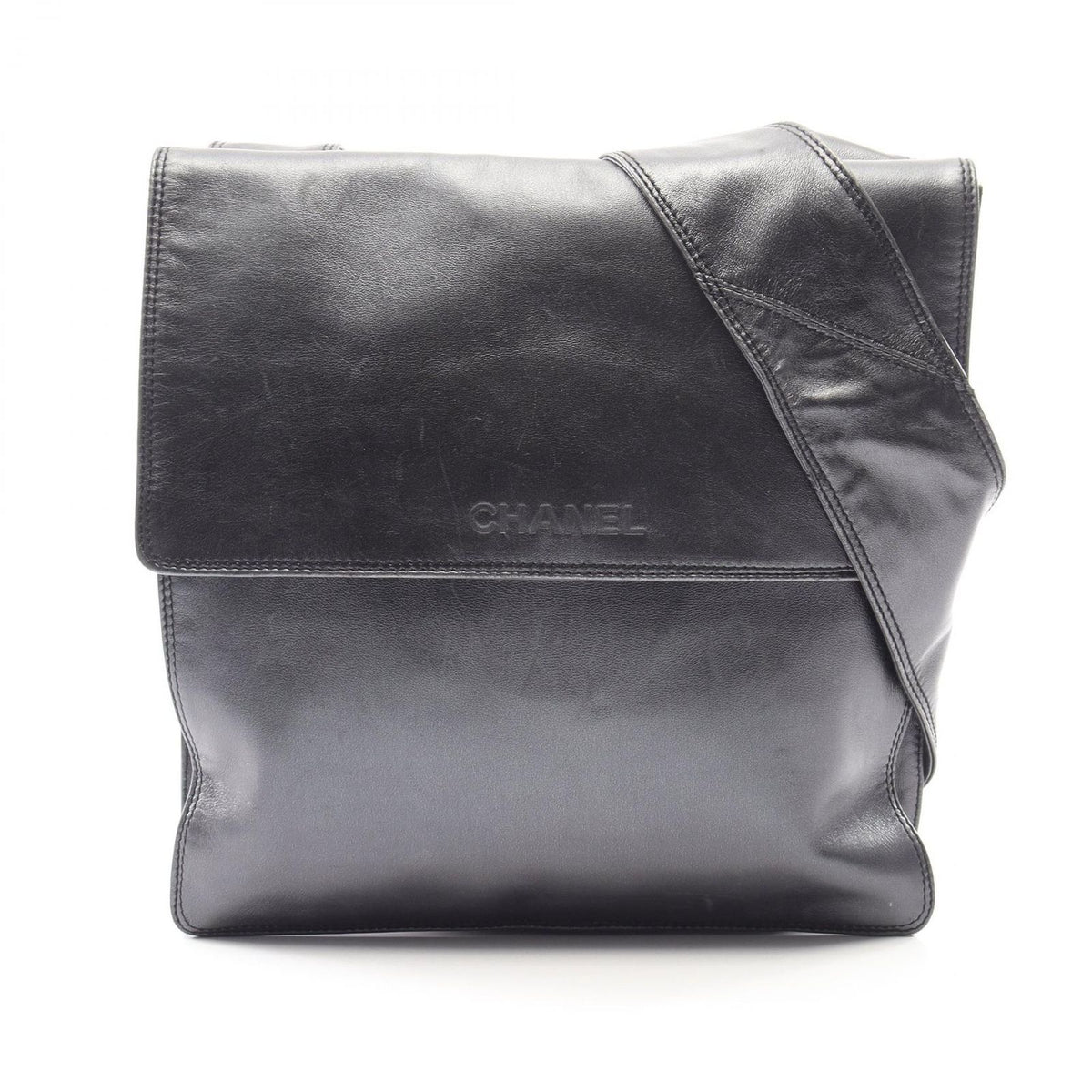 Chanel Shoulder Bag Metallic Gray Leather