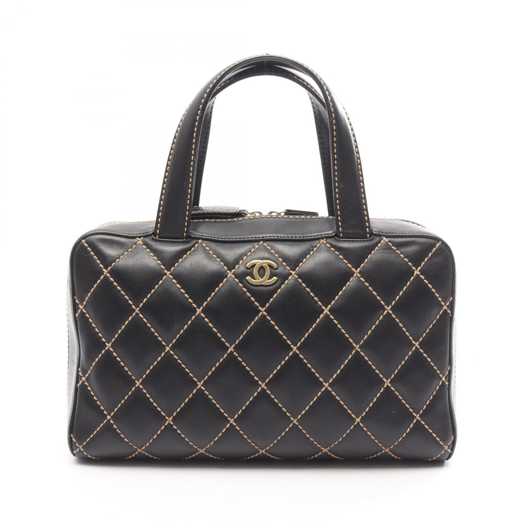 Chanel Handbag Wild Stitch Black Leather