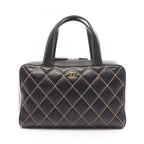 Chanel Handbag Wild Stitch Black Leather