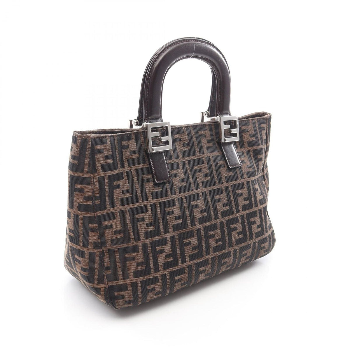 Fendi Tote Zucca Brown Canvas Leather Handbag — view 2