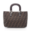 Fendi Tote Zucca Brown Canvas Leather Handbag