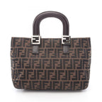 Fendi Tote Zucca Brown Canvas Leather Handbag