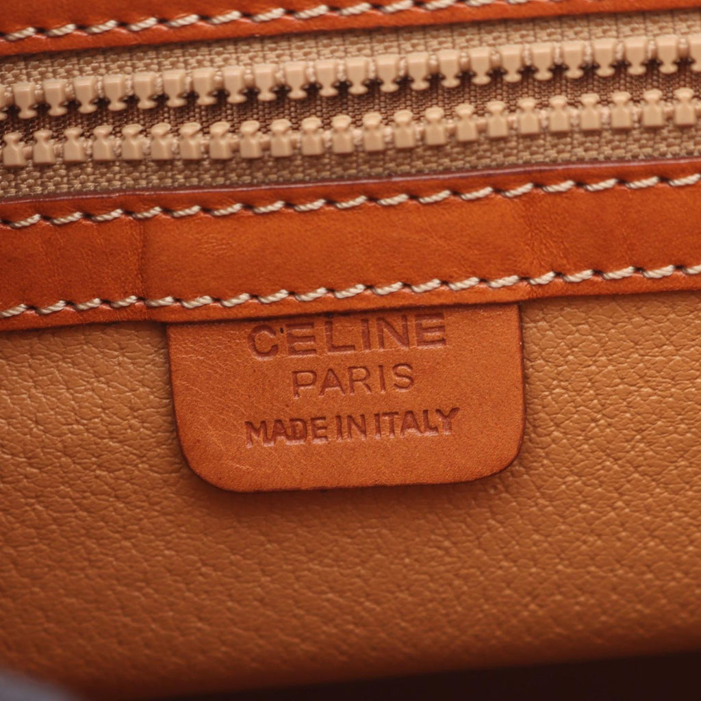 Celine Handbag with Macadam Charm Dark Brown Canvas Leather Hand — view 4