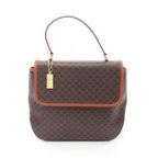 Celine Handbag with Macadam Charm Dark Brown Canvas Leather Hand