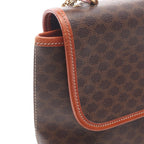 Celine Handbag with Macadam Charm Dark Brown Canvas Leather Hand — view 6