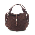 Celine Handbag Bittersweet Macadam Croco Embossed Brown Suede Leather