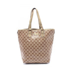 Gucci Tote GG Crystal Beige Brown Gold Canvas Leather