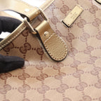 Gucci Tote GG Crystal Beige Brown Gold Canvas Leather — view 7