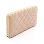 Chanel Round Wallet Quilted Beige Lambskin — view 2
