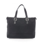 Fendi Tote Zucchino Black Canvas Leather