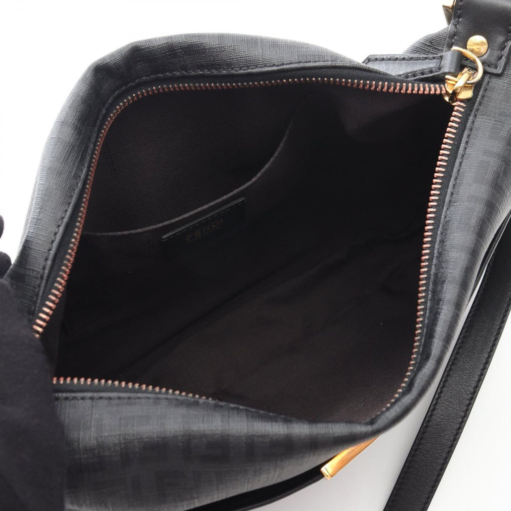 Fendi Shoulder Bag Zucchino Gray Black Canvas Leather — view 3