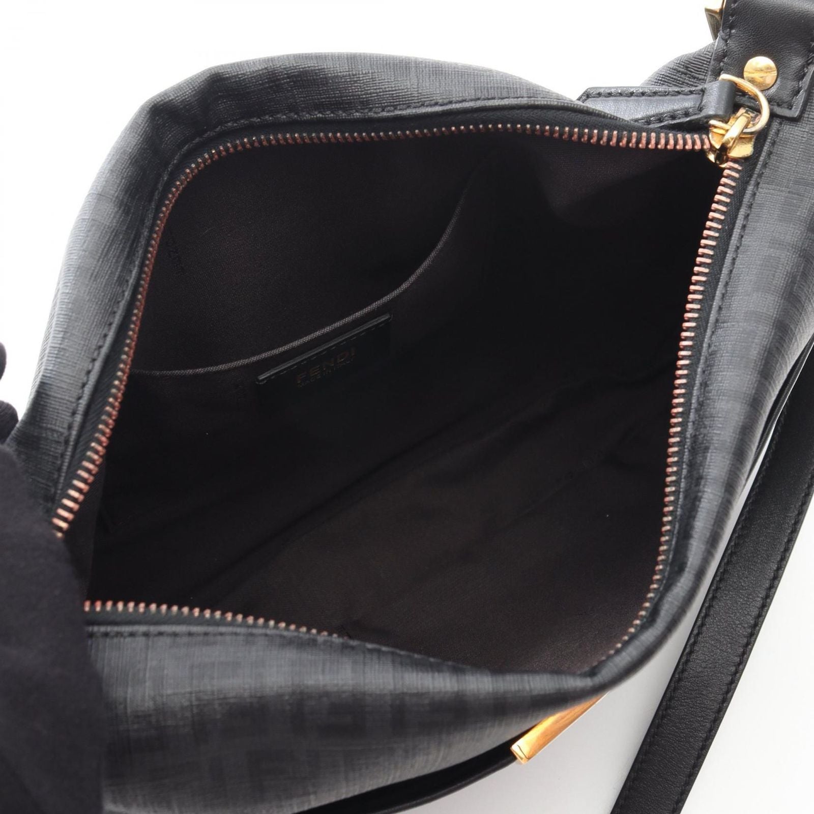 Fendi Shoulder Bag Zucchino Gray Black Canvas Leather — view 3