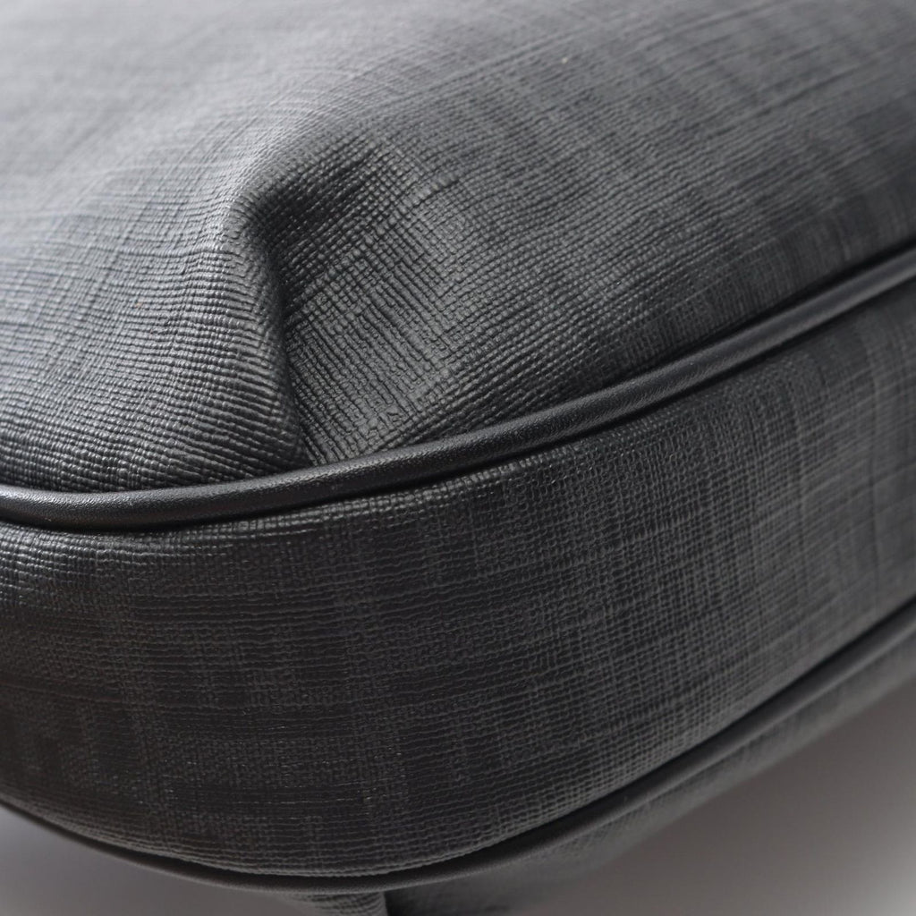 Fendi Shoulder Bag Zucchino Gray Black Canvas Leather — view 6