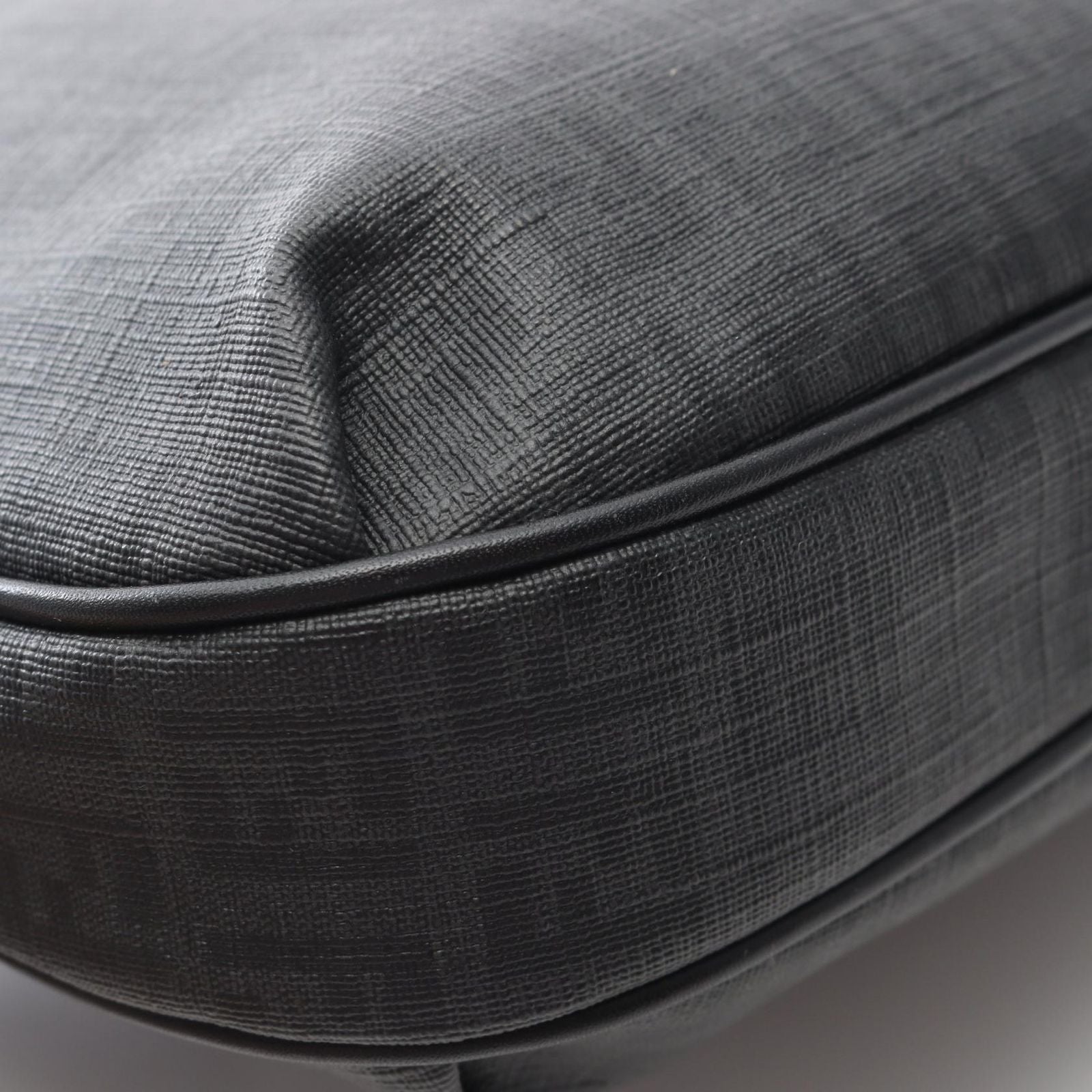 Fendi Shoulder Bag Zucchino Gray Black Canvas Leather — view 6