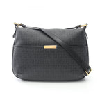 Fendi Shoulder Bag Zucchino Gray Black Canvas Leather