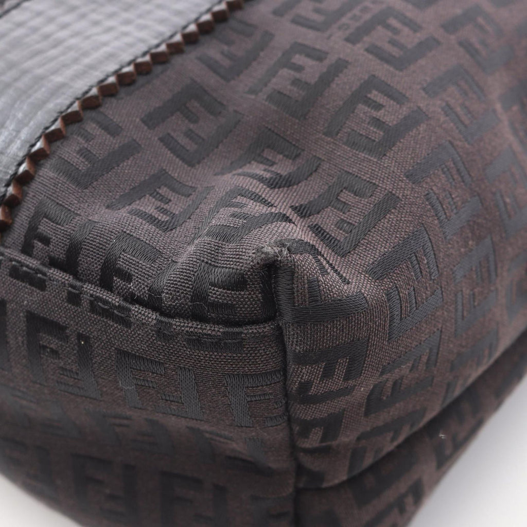 Fendi Tote Zucchino Dark Brown Canvas Leather — view 5