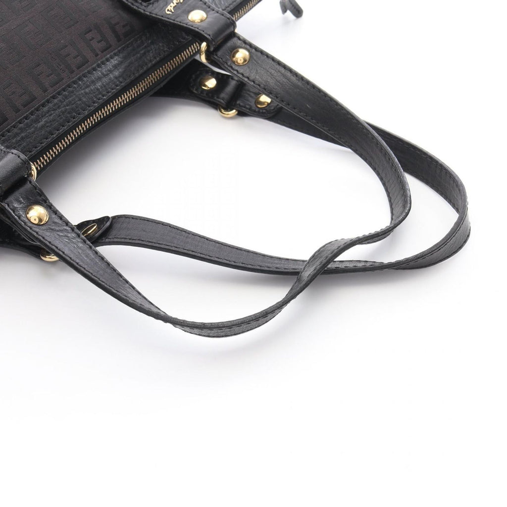 Fendi Tote Zucchino Dark Brown Canvas Leather — view 7