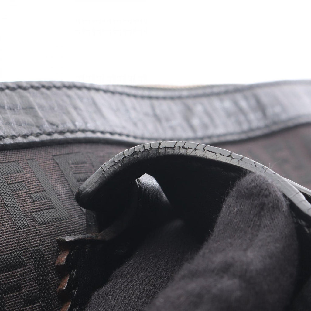 Fendi Tote Zucchino Dark Brown Canvas Leather — view 9