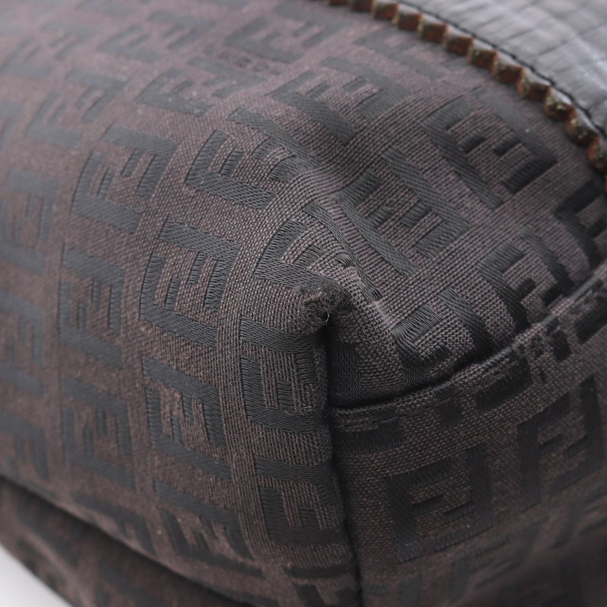 Fendi Tote Zucchino Dark Brown Canvas Leather — view 6