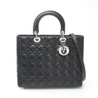 Dior Handbag Lady Dior Large Black Leather Lady Dior Large Cannage 2-Way Tote