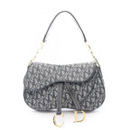 Dior Double Saddle Bag Trotter Beige Navy Canvas Leather