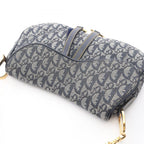 Dior Double Saddle Bag Trotter Beige Navy Canvas Leather — view 5