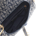 Dior Double Saddle Bag Trotter Beige Navy Canvas Leather — view 3
