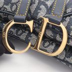 Dior Double Saddle Bag Trotter Beige Navy Canvas Leather — view 8