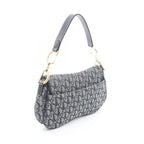 Dior Double Saddle Bag Trotter Beige Navy Canvas Leather — view 2