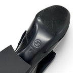 Chanel Boots Short Shoes Patent Fabric Black White Camellia Ribbon CC Logo — view 8