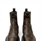 Louis Vuitton Bob Line Monogram Boots Short Shoes Leather Brown Black LV — view 9