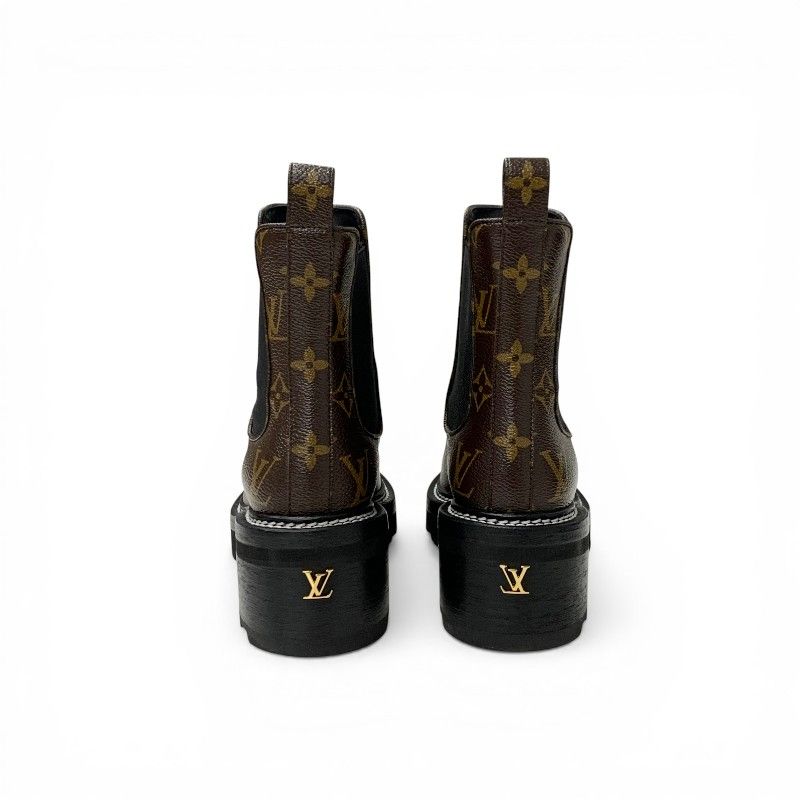Louis Vuitton Bob Line Monogram Boots Short Shoes Leather Brown Black LV — view 5