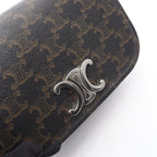 Celine Shoulder Bag Small Triomphe Cross Dark Brown Canvas Leather — view 6