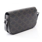 Celine Shoulder Bag Small Triomphe Cross Dark Brown Canvas Leather — view 2