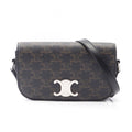 Celine Shoulder Bag Small Triomphe Cross Dark Brown Canvas Leather