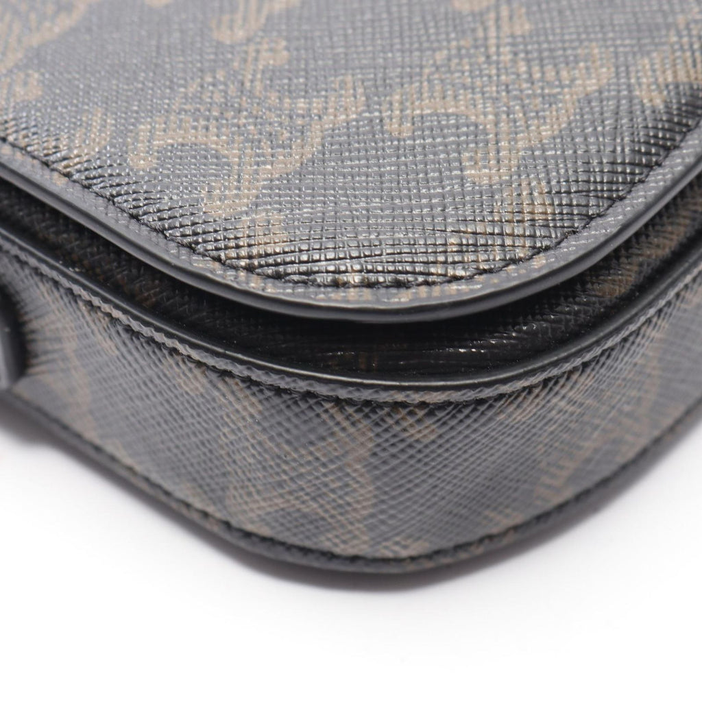Celine Shoulder Bag Small Triomphe Cross Dark Brown Canvas Leather — view 8
