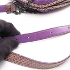 Bottega Veneta Shoulder Bag Intrecciato Purple Leather Exotic Cles — view 9