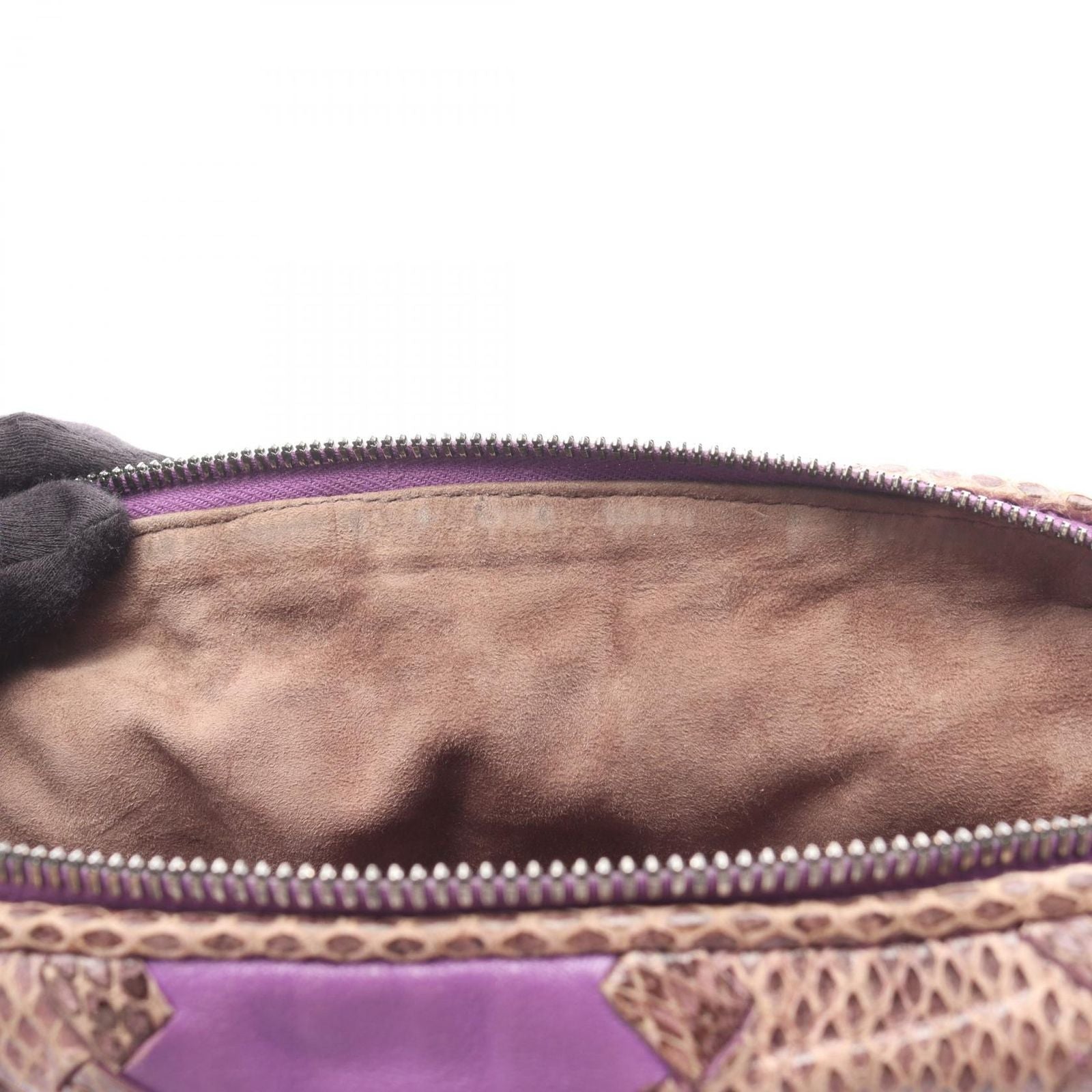 Bottega Veneta Shoulder Bag Intrecciato Purple Leather Exotic Cles — view 8