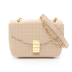 Celine Shoulder Bag Quilted Beige Leather Chain