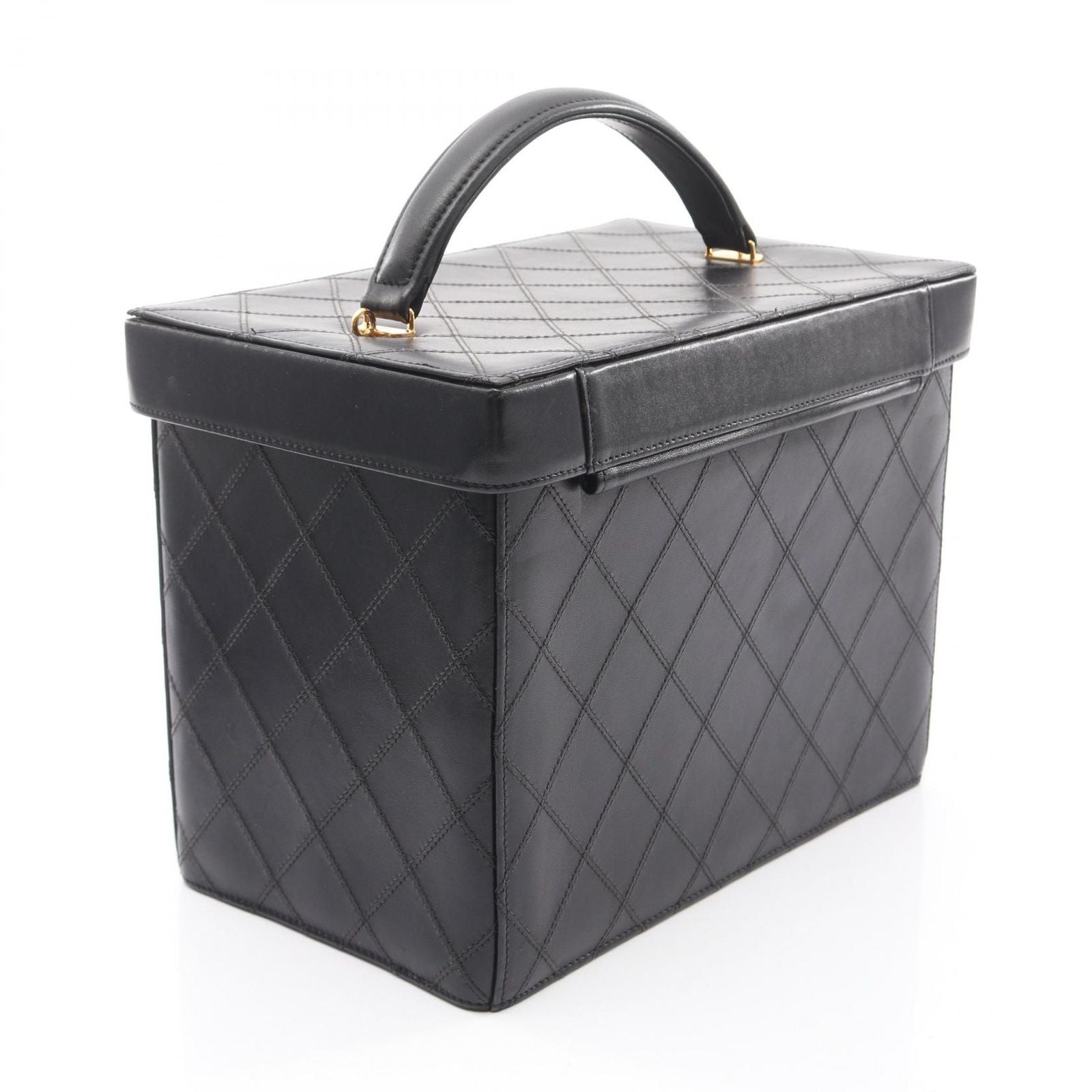 Chanel Handbag Bicolor CC Logo with Mirror 2-Way Black Lambskin Vanity Bag — view 2
