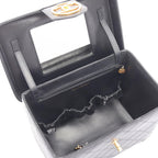 Chanel Handbag Bicolor CC Logo with Mirror 2-Way Black Lambskin Vanity Bag — view 3