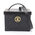 Chanel Handbag Bicolor CC Logo with Mirror 2-Way Black Lambskin Vanity Bag