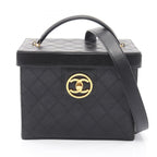 Chanel Handbag Bicolor CC Logo with Mirror 2-Way Black Lambskin Vanity Bag